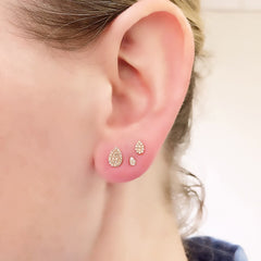 pear shape diamond post earrings in 3 sizes