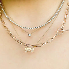 tennis necklace as a luxe layer