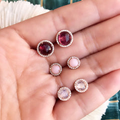 Rosie 5.0mm Pink Opal & Diamond Post Earrings