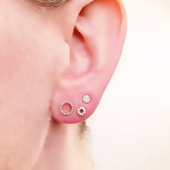 Mini Round Pave Diamond Post Earrings - 3.7mm Diameter