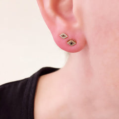 petite evil eye studs with or without eyelashes