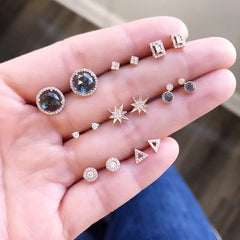 petite square pave post earrings
