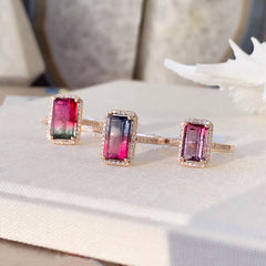 north-south tourmaline rings in a range of vibrant colors