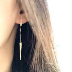 dramatic double dagger earrings with chains