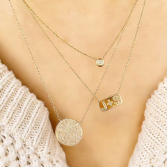 large paVE DISC necklace as a layering piece