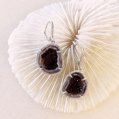 unique one of a kind geode leverback earrings