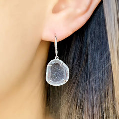 unique one of a kind geode leverback earrings