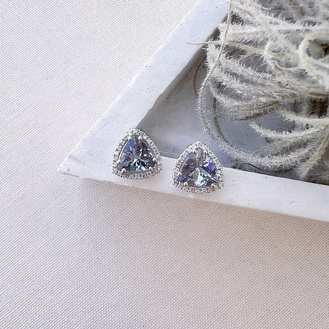 One of a Kind Trillion Cut Tanzanite Post Earrings