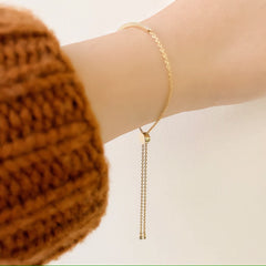 bar bracelet with a drawstring bolo connection