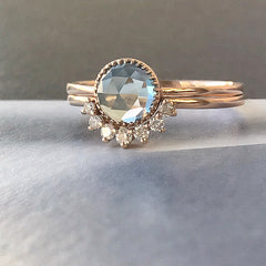 aura ring in rose gold and london blue topaz