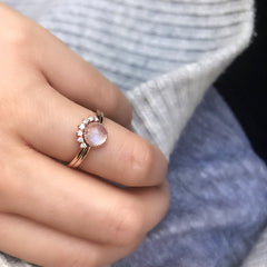 aura ring in rose gold and rainbow moonstone