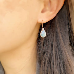 petite pear shape paraiba tourmaline leverback earrings