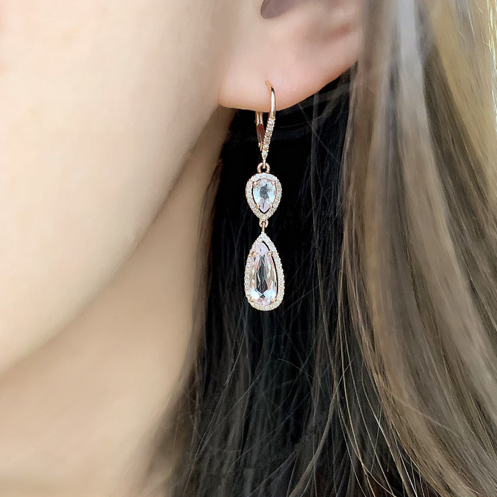 bush morganite cascade earrings