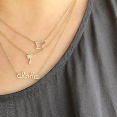 mini aloha script necklace