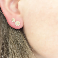 double smiley face post earrings