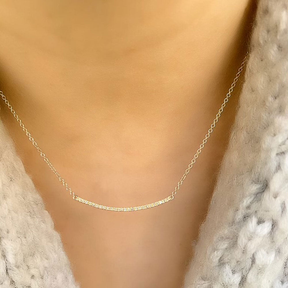 Diamond Bar Necklace | Curved Diamond Necklace | Liven Fine Jewelry – Liven  Company