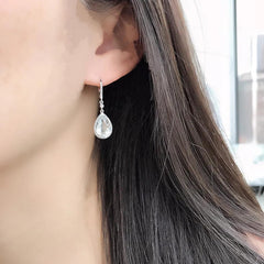 white topaz leverback cascade earrings