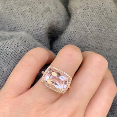 morganite ring in 14k rose gold with diamonds
