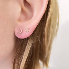 star and moon posts on ear