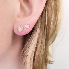 heart pave earrings on ear