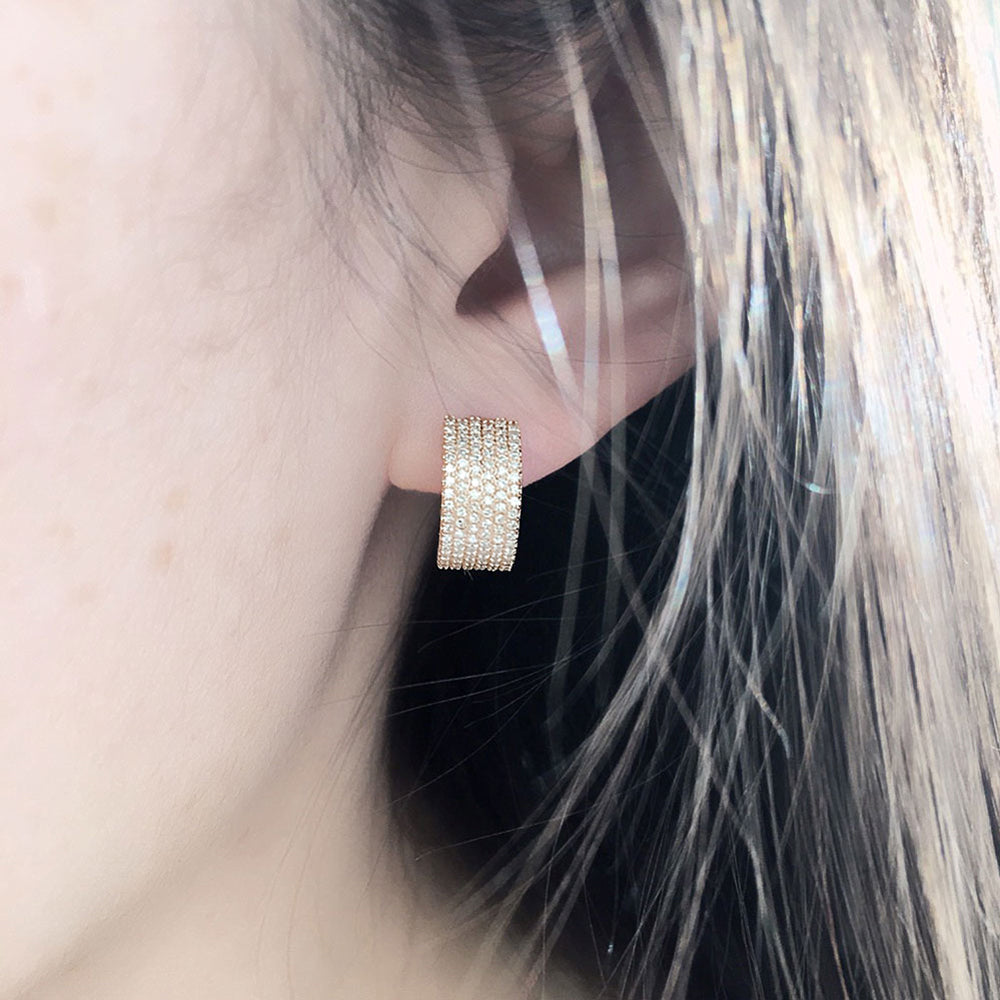 Wide diamond huggie earrings Clearance