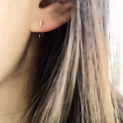 petite three quarter hoop willow earrings on ear