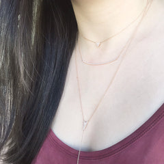 long diamond curved bar necklace as a layering piece
