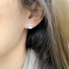 White topaz post earrings