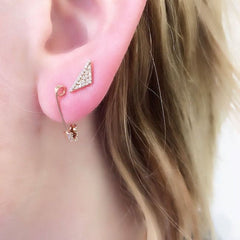 safety pin and elongated triangle on ear