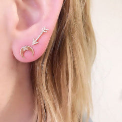 Crescent and arrow post earrings