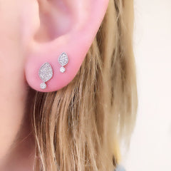 small spade earrings in 14k gold and diamonds
