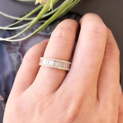 heirloom large baguette diamond halfway band