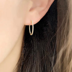 15mm diameter in and out diamond huggie hoop earrings