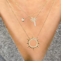 palm tree necklace in 14k gold and diamonds