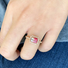 pink-clear tourmaline ring