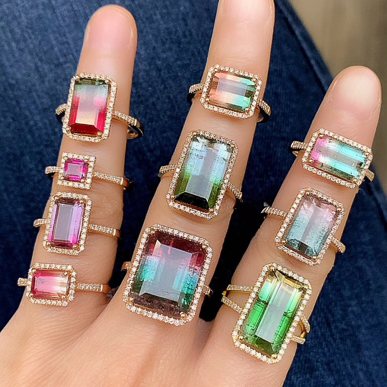 One of a Kind Bicolor Tourmaline Ring in Rose Gold Liven Company
