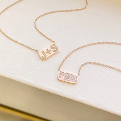 customized plaque initial necklaces