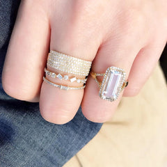 Baguette and Round Diamond CrissCross Halfway Band