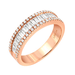 Heirloom wide baguette and round diamond band