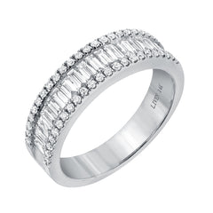Heirloom wide baguette and round diamond band