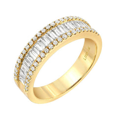 Heirloom wide baguette and round diamond band