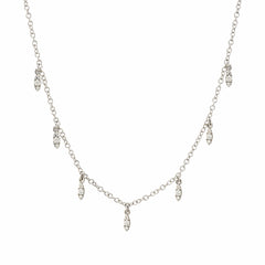 dangling marquise necklace in white  gold
