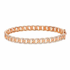 curb chain bangle in gold and diamonds