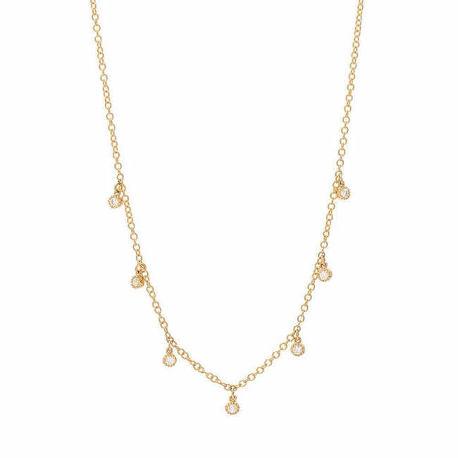 Seven Diamond Dangle Necklace | Cascade Diamond Necklace | Liven Co ...