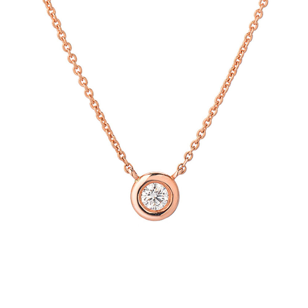 Liven Co Single Bezel Set Diamond Solitaire Necklace