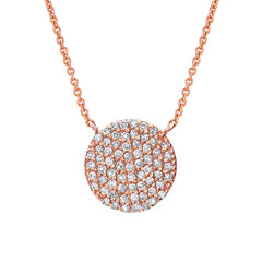 10.4mm diameter micropave diamond and gold necklace