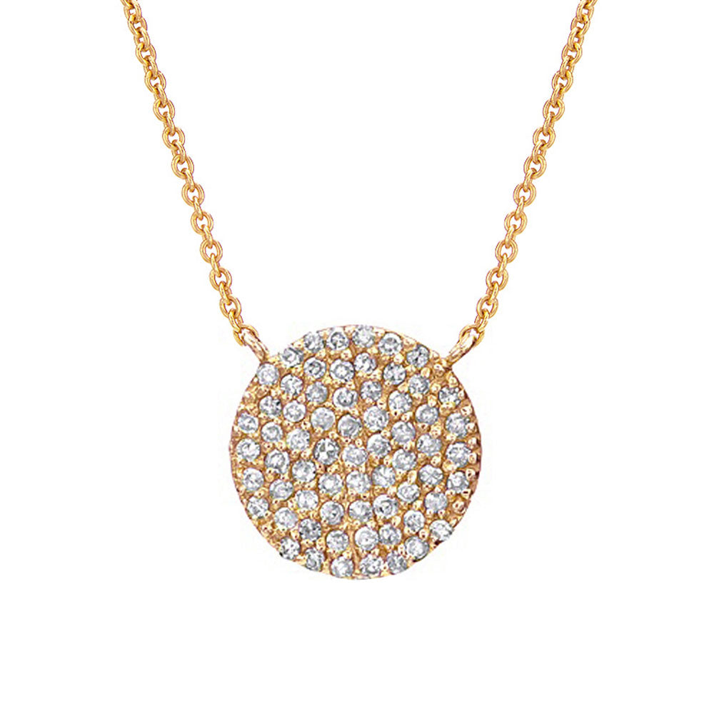 10.4mm diameter micropave diamond and gold necklace