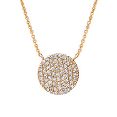 10.4mm diameter micropave diamond and gold necklace