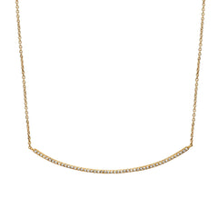 long diamond and gold bar curve necklace