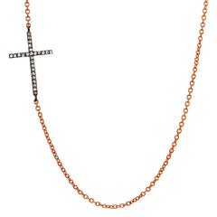 two tone cross necklace in 14k gold with diamonds
